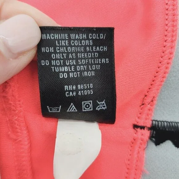 Under Armour Sports Bra Youth Girls Large Neon Coral Pink Black Athletic Workout - Picture 9 of 9